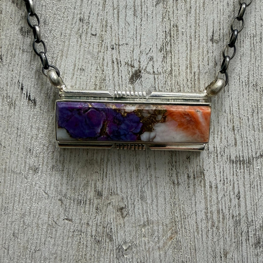 Spiny & Bronze Bar Sterling Silver Necklace - Country Lace Boutique