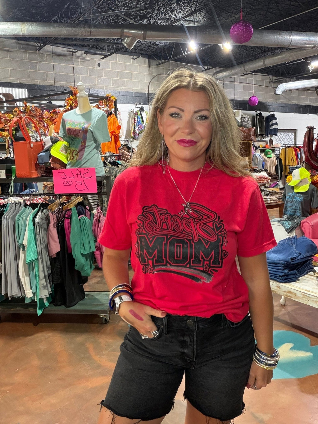 Sports Mom Red Comfort Color Tee - Country Lace Boutique