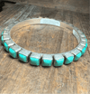 Square Green Turquoise Kingman Bangle Sterling Silver Bracelet - Country Lace Boutique