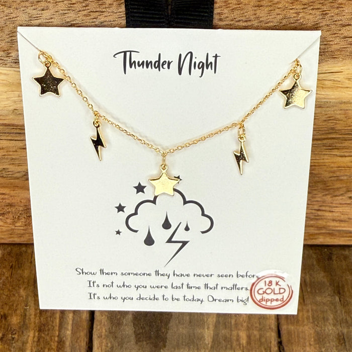 Star & lightning bolt gold fashion necklace