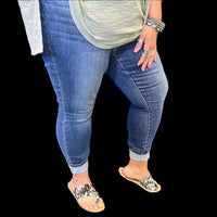 Stonewash 5 Button Judy Blue Skinny Jeans - Country Lace Boutique