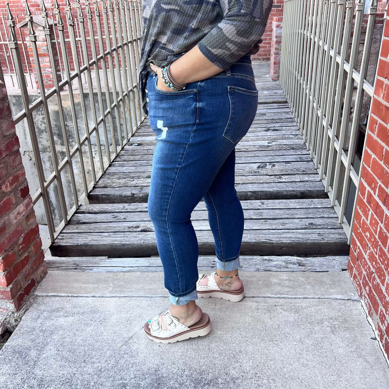 Stonewash 5 Button Judy Blue Skinny Jeans - Country Lace Boutique