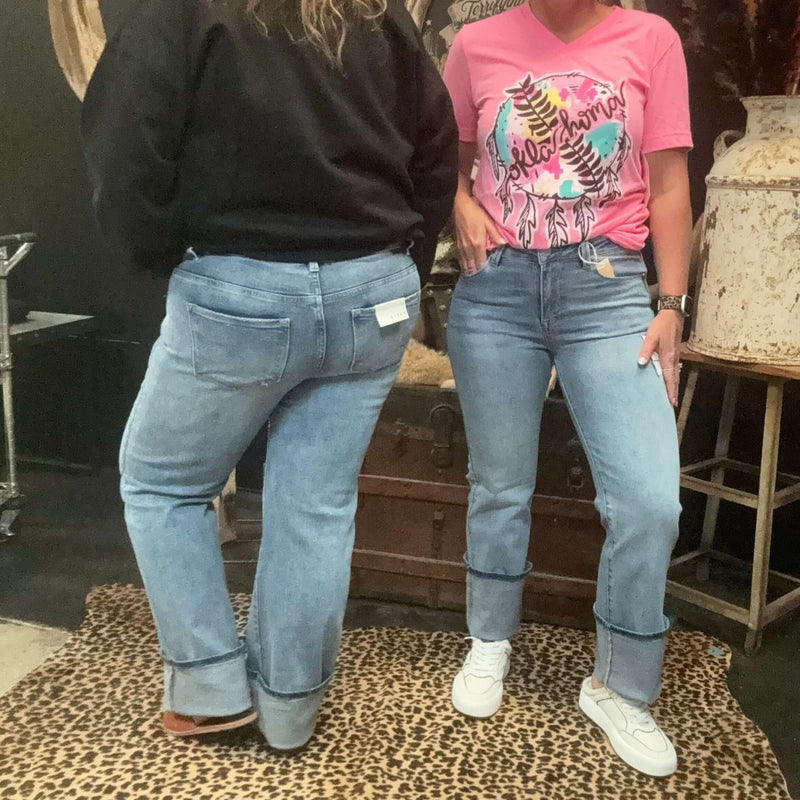 Stonewash Straight Long Risen Jeans - Country Lace Boutique