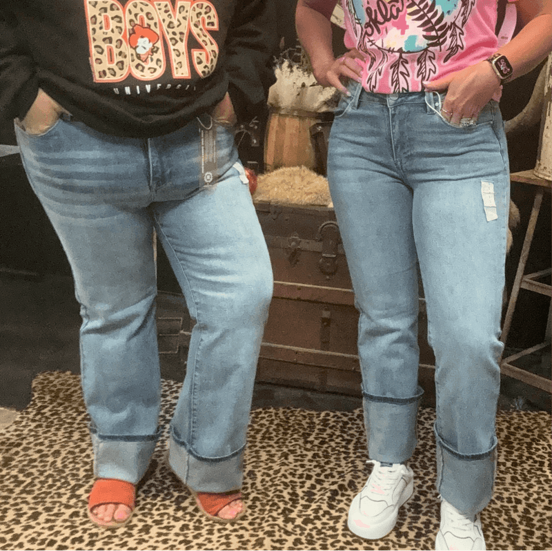 Stonewash Straight Long Risen Jeans - Country Lace Boutique