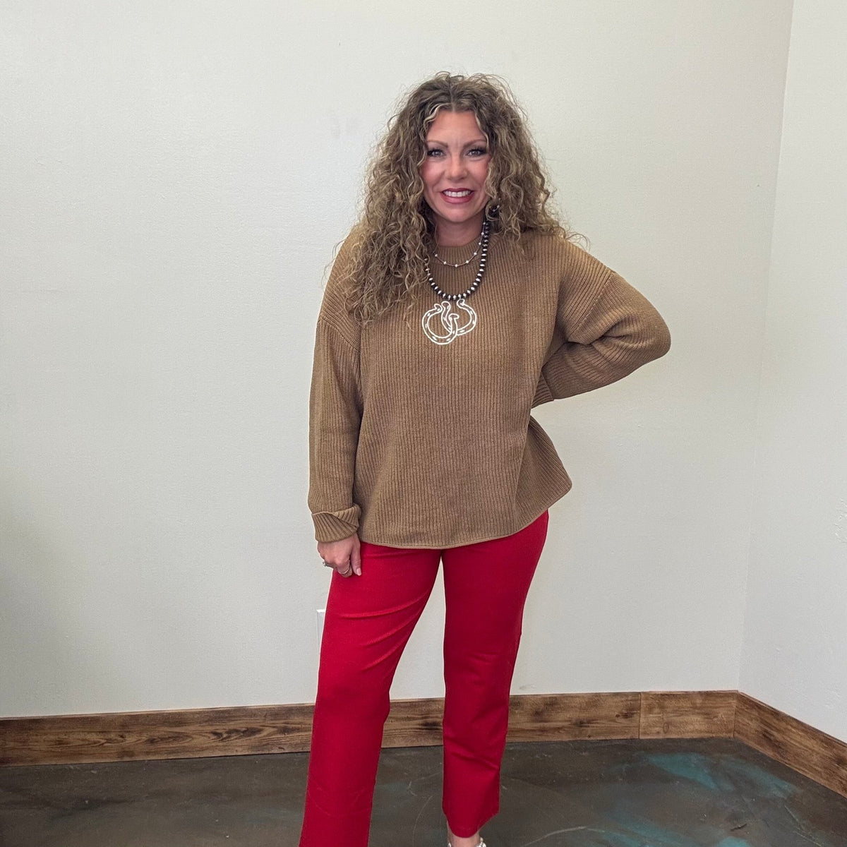 Straight Red Silky Pants - Country Lace Boutique