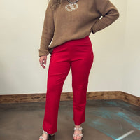 Straight Red Silky Pants - Country Lace Boutique