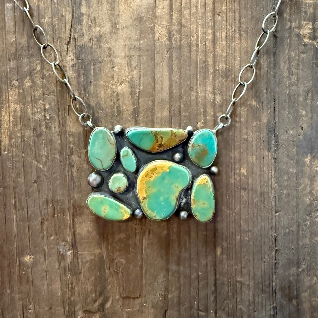 Stunning Green Turquoise Stone Sterling Silver Necklace - Country Lace Boutique