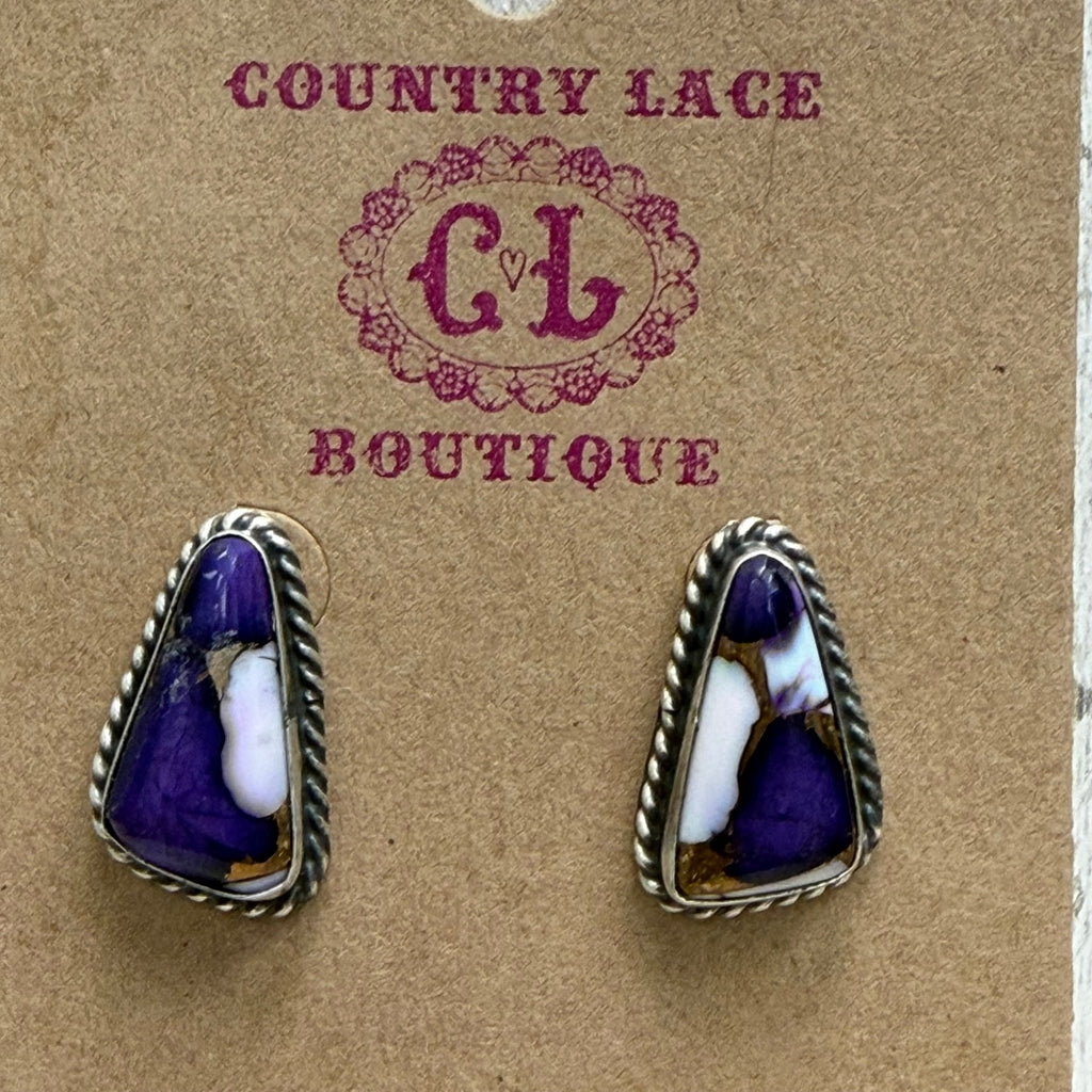 Stunning Lavender Dahlia Post Sterling Silver Earring - Country Lace Boutique