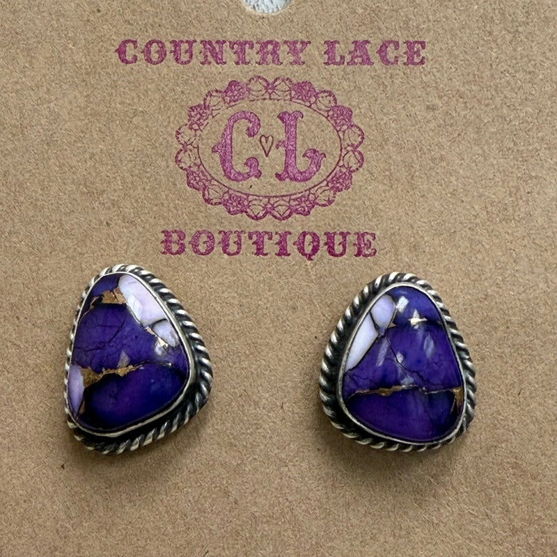 Stunning Lavender Dahlia Post Sterling Silver Earring - Country Lace Boutique