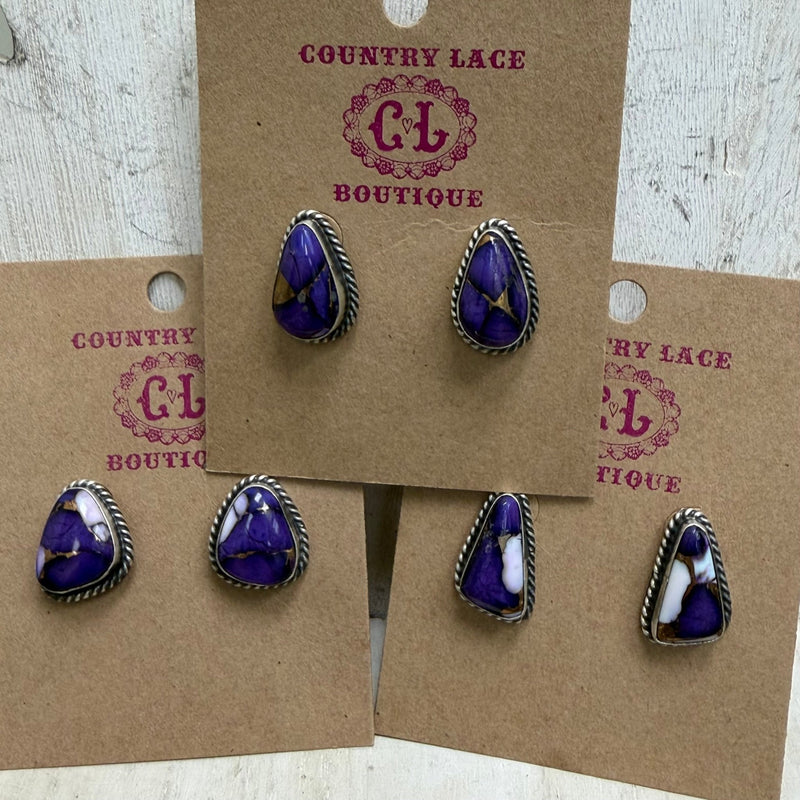 Stunning Lavender Dahlia Post Sterling Silver Earring - Country Lace Boutique