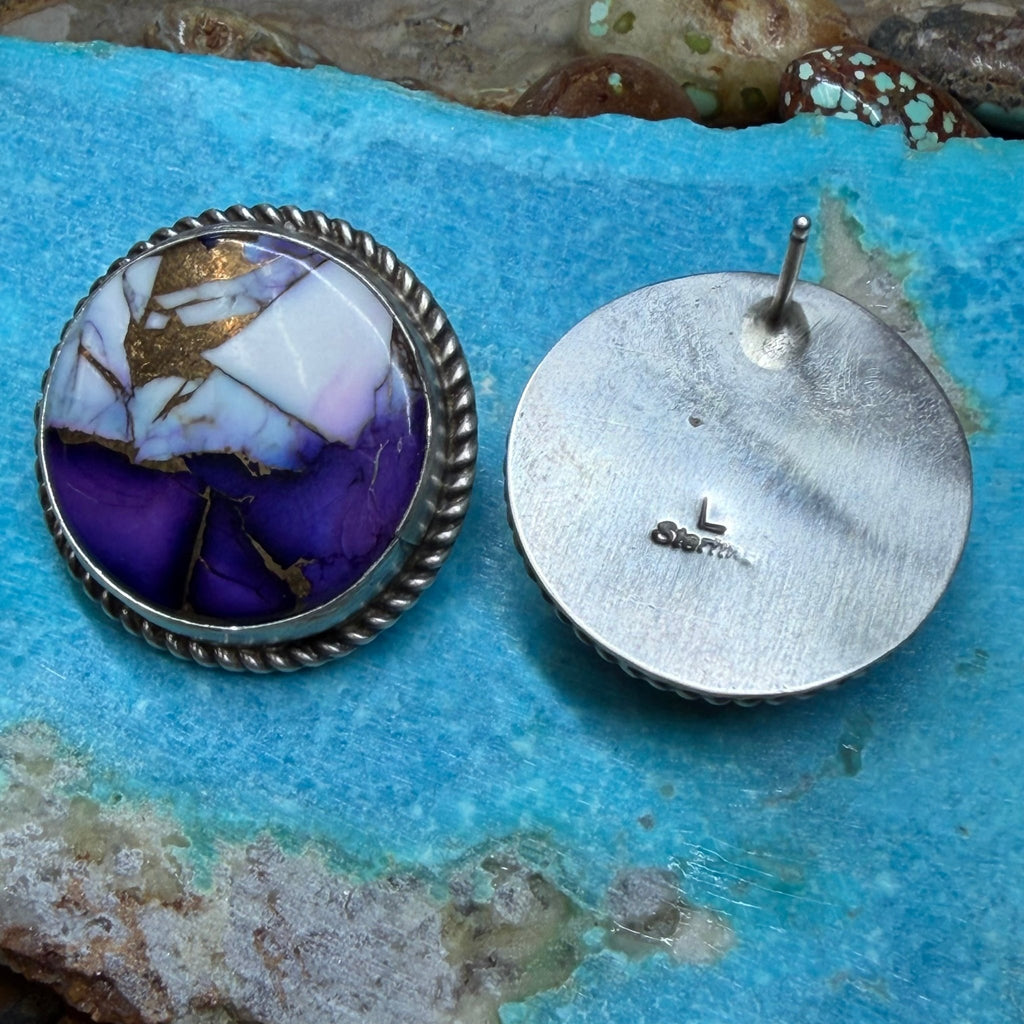 Stunning Round Peacock Post Sterling Silver Earring - Country Lace Boutique