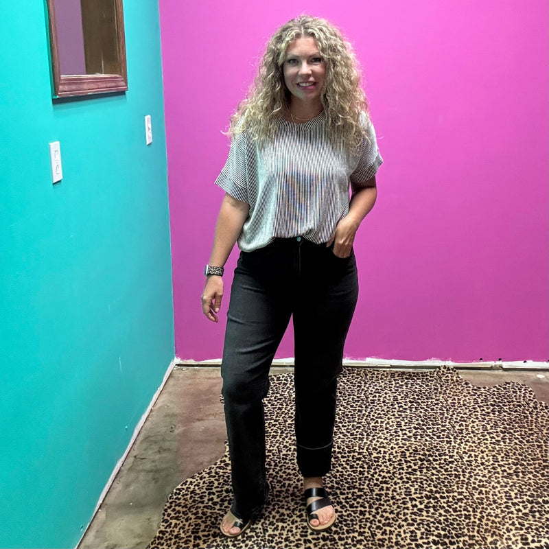 Sundaze Last Night Black WashOut Straight Daze Jeans - Country Lace Boutique