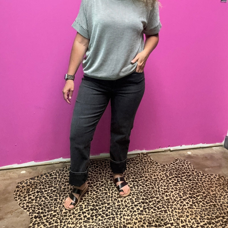 Sundaze Last Night Black WashOut Straight Daze Jeans - Country Lace Boutique