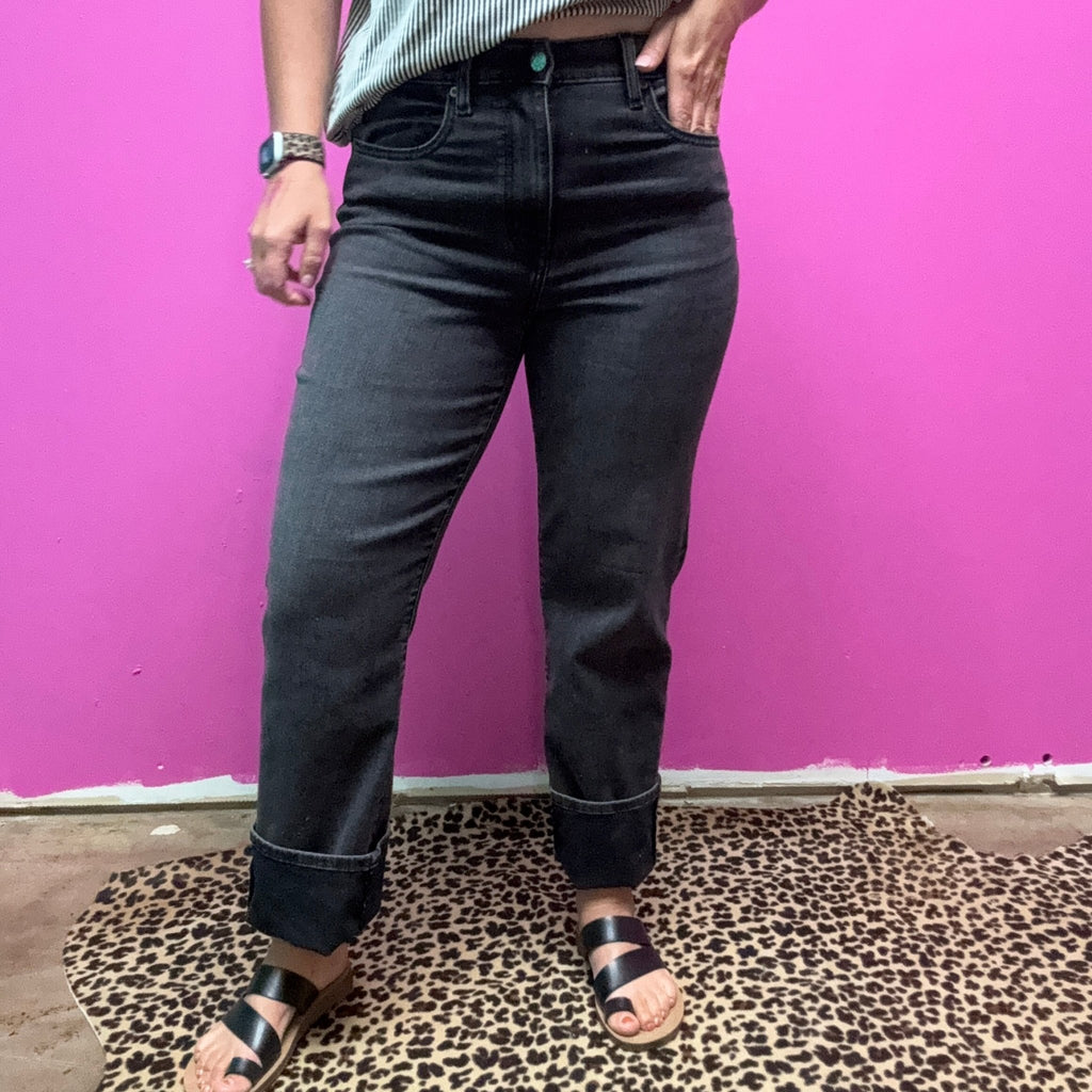 Sundaze Last Night Black WashOut Straight Daze Jeans - Country Lace Boutique