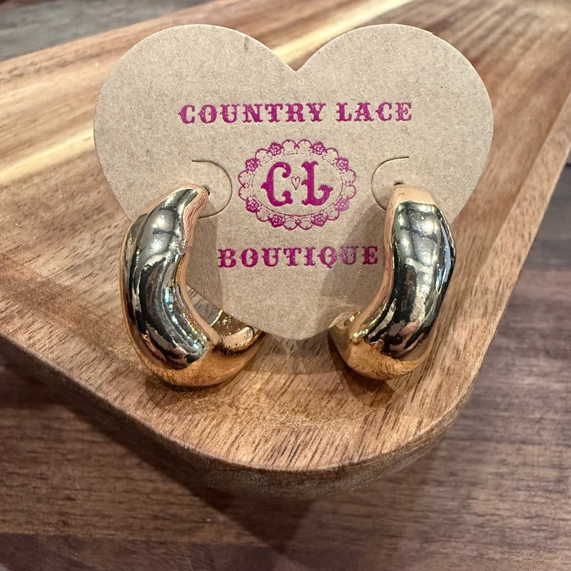 Super Chunky Teacher Gold Hoop Fashion Earring - Country Lace Boutique