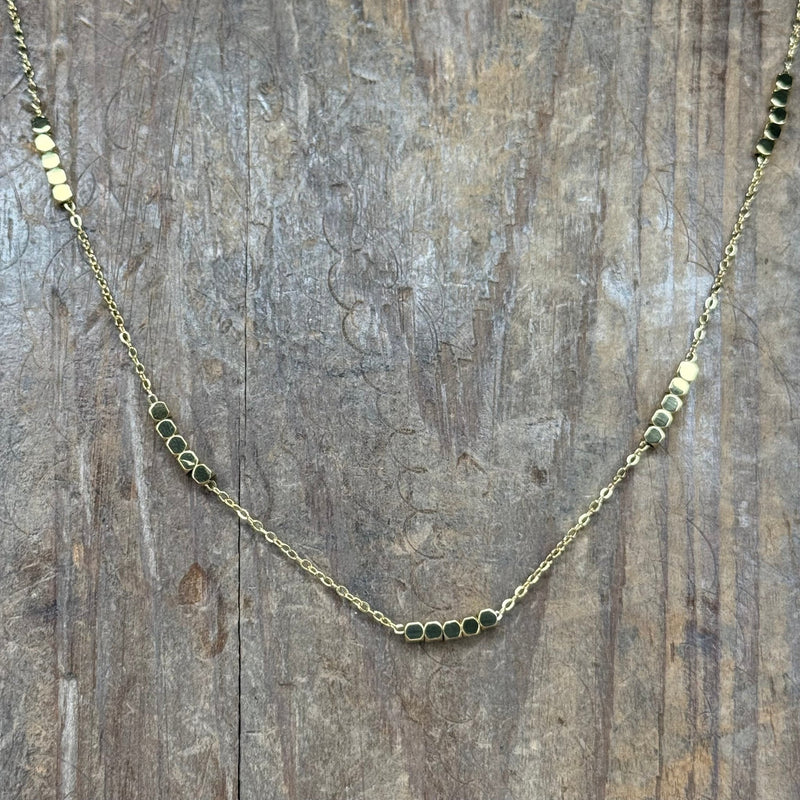 Super Dainty Gold Chain & Block Fashion Necklace - Country Lace Boutique