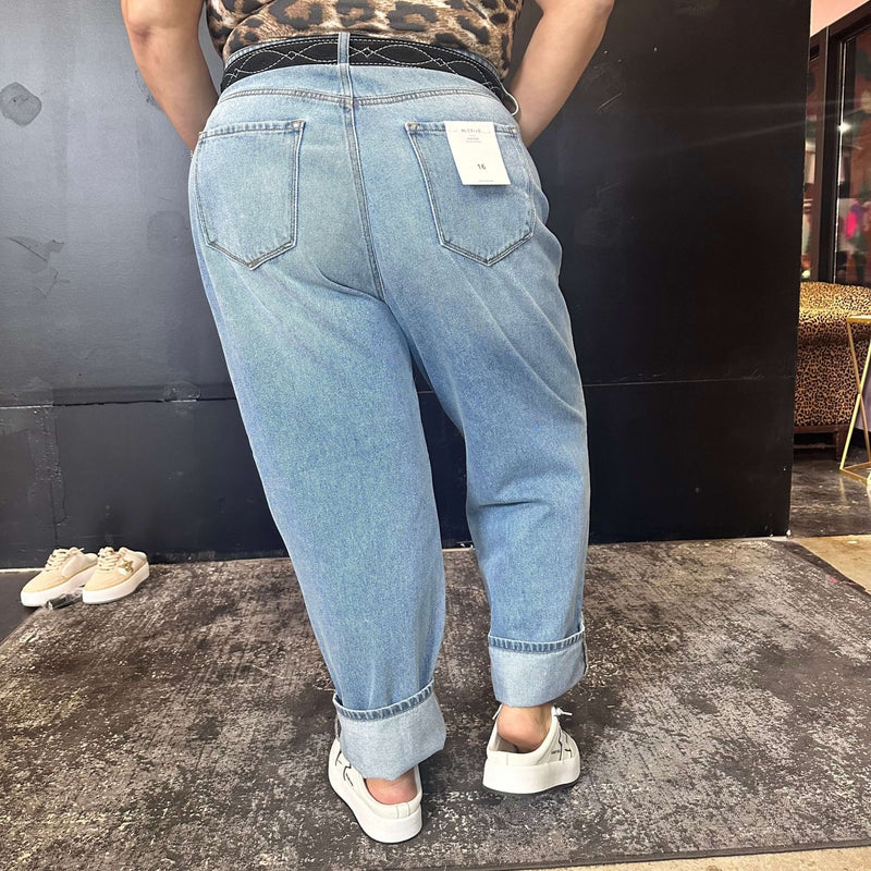 Super Distressed Cello Lightwash Boyfriend Leg Plus Size Jean - Country Lace Boutique