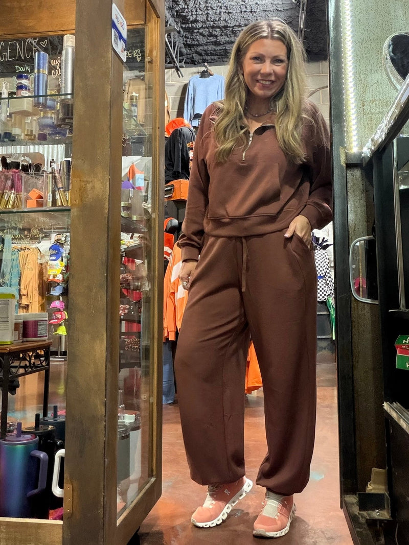 Super Soft Chestnut Brown with Draw String Joggers - Country Lace Boutique