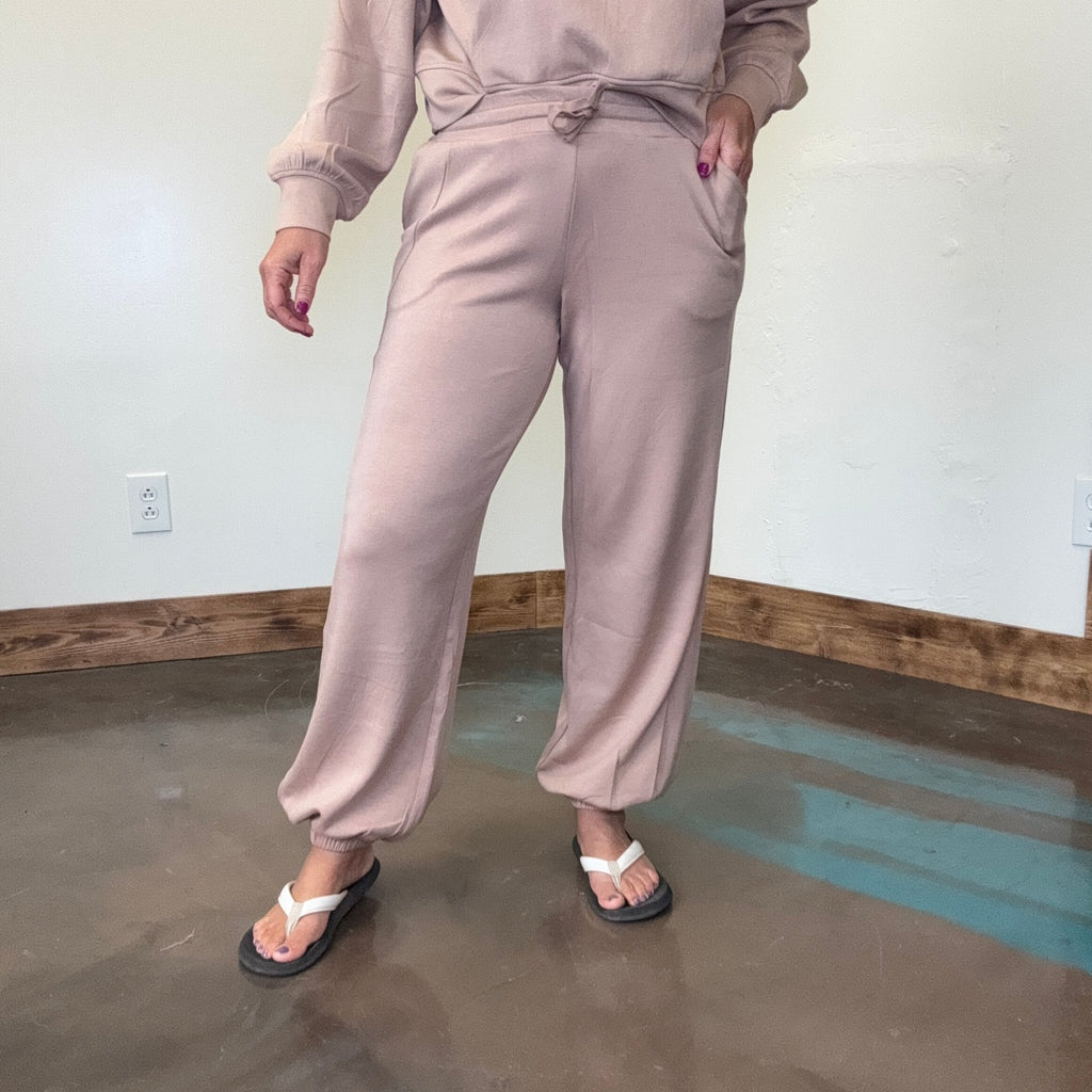 Super Soft Dark Taupe with Draw String Joggers - Country Lace Boutique