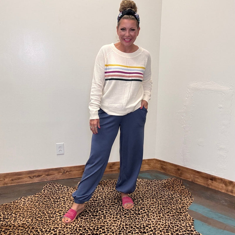 Super Soft Dusty Navy with Draw String Joggers - Country Lace Boutique