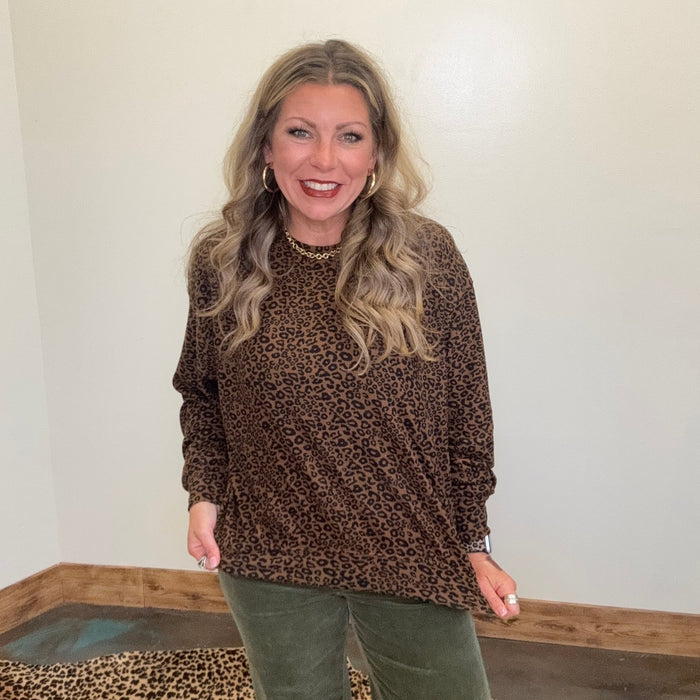 Super Soft Leopard Oversized Sweat Shirt - Country Lace Boutique