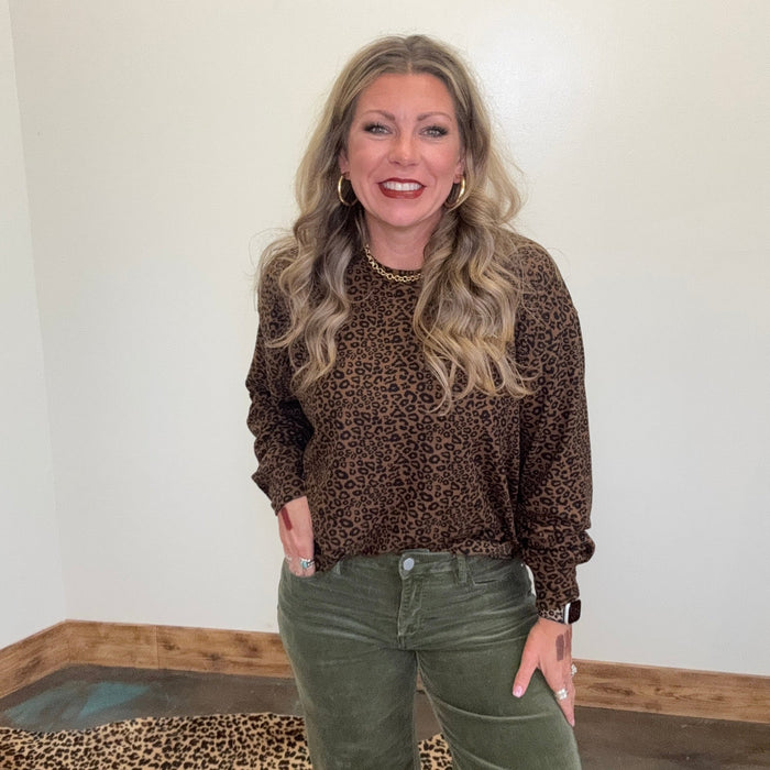 Super Soft Leopard Oversized Sweat Shirt - Country Lace Boutique