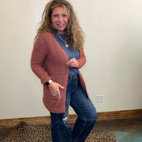 Super Soft Mauve Long Sleeve Sweater Cardigan - Country Lace Boutique