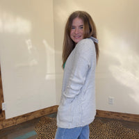 Super Soft Silver Grey Long Sleeve Sweater Cardigan - Country Lace Boutique