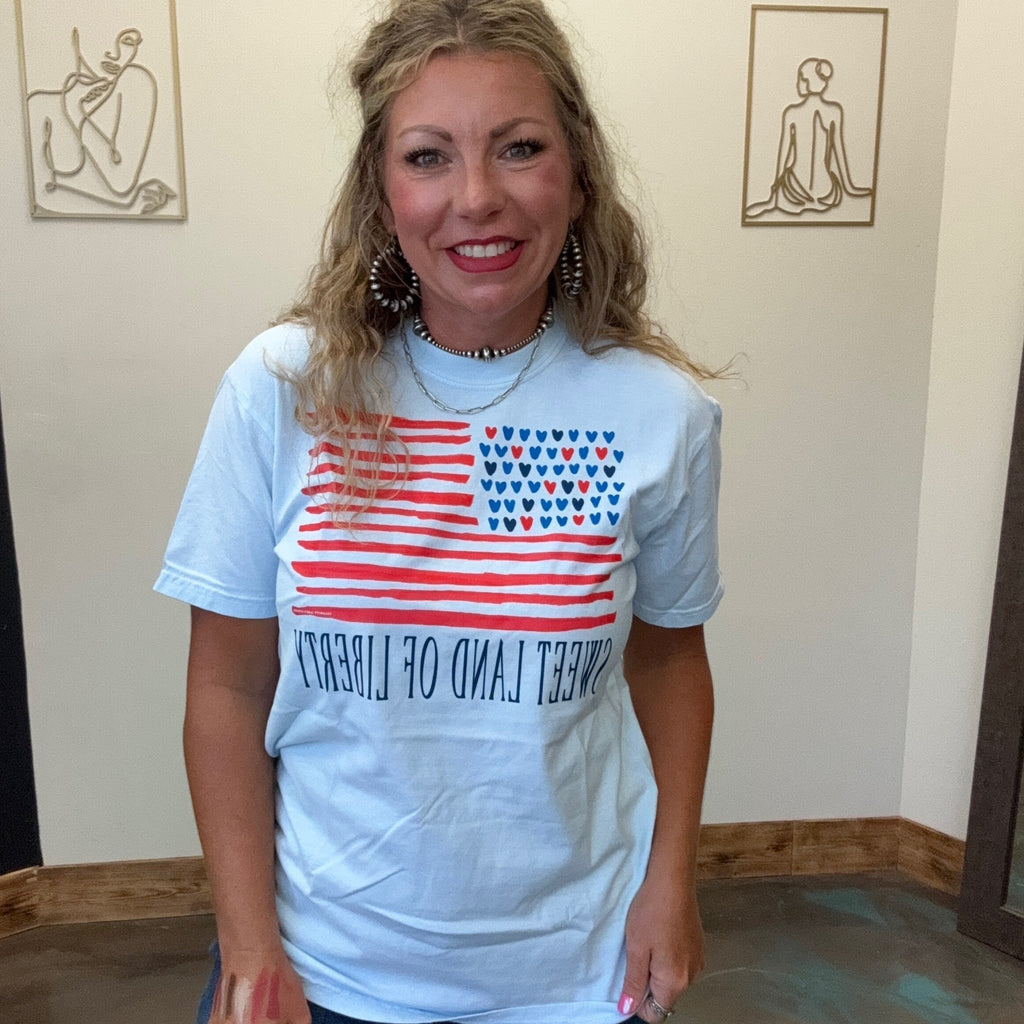 Sweet Land of Liberty COMFORT COLOR Short Sleeve T Shirt - Country Lace Boutique