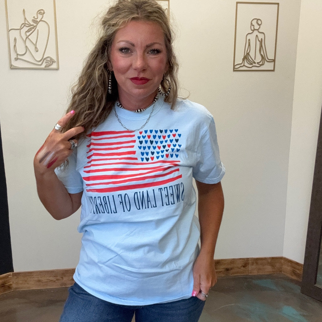 Sweet Land of Liberty COMFORT COLOR Short Sleeve T Shirt - Country Lace Boutique