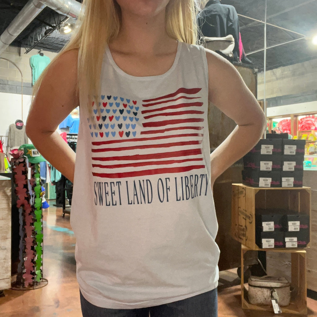 Sweet Land of Liberty (COMFORT COLORS TANK TOP) | Small - Country Lace Boutique