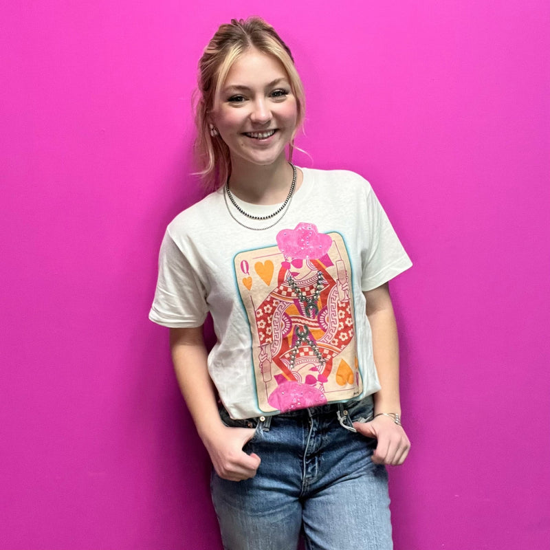 Tan and Pink Bling Queen T-Shirt - Country Lace Boutique