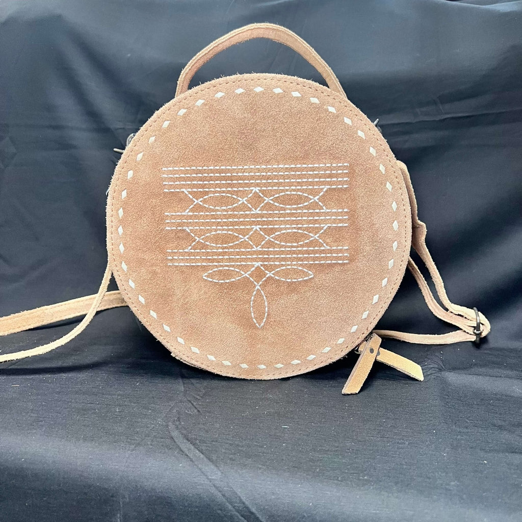 Tan Bootstitch Catina Round Purse - Country Lace Boutique