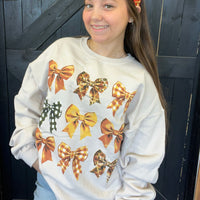 Tan Fall Bow Sweatshirt - Country Lace Boutique