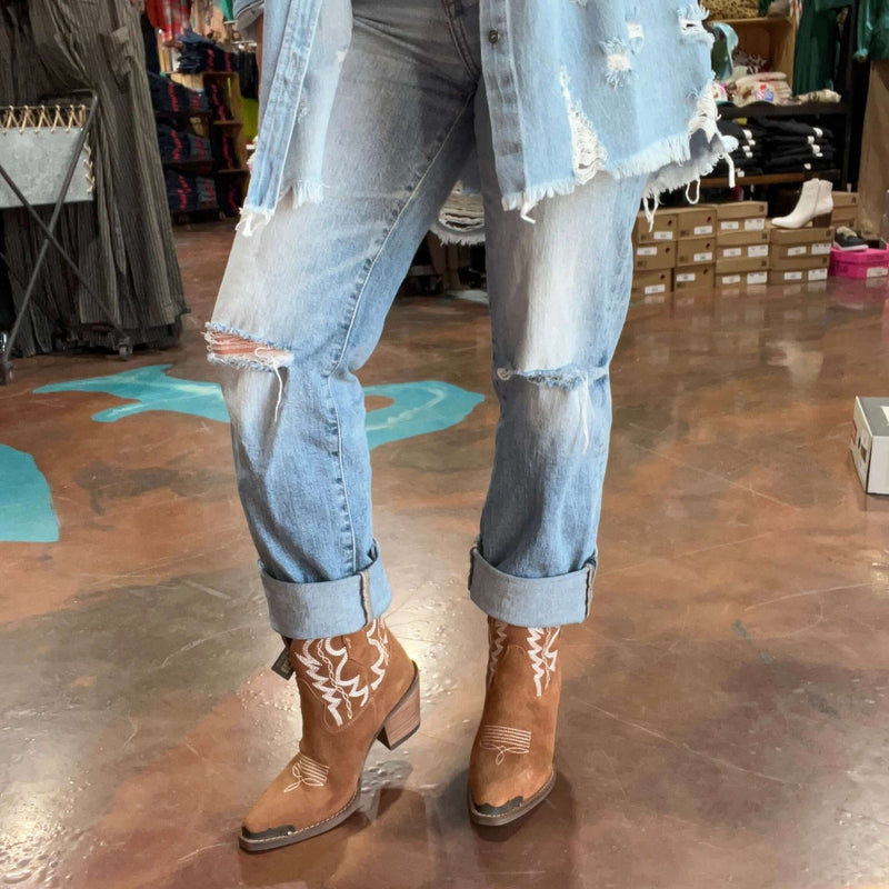 Tan Rough Out Shortie Dingo Joyride Boot - Country Lace Boutique