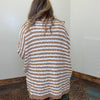 Tan & White Stripe Bubble Open Front Long Sleeve Cardigan - Country Lace Boutique