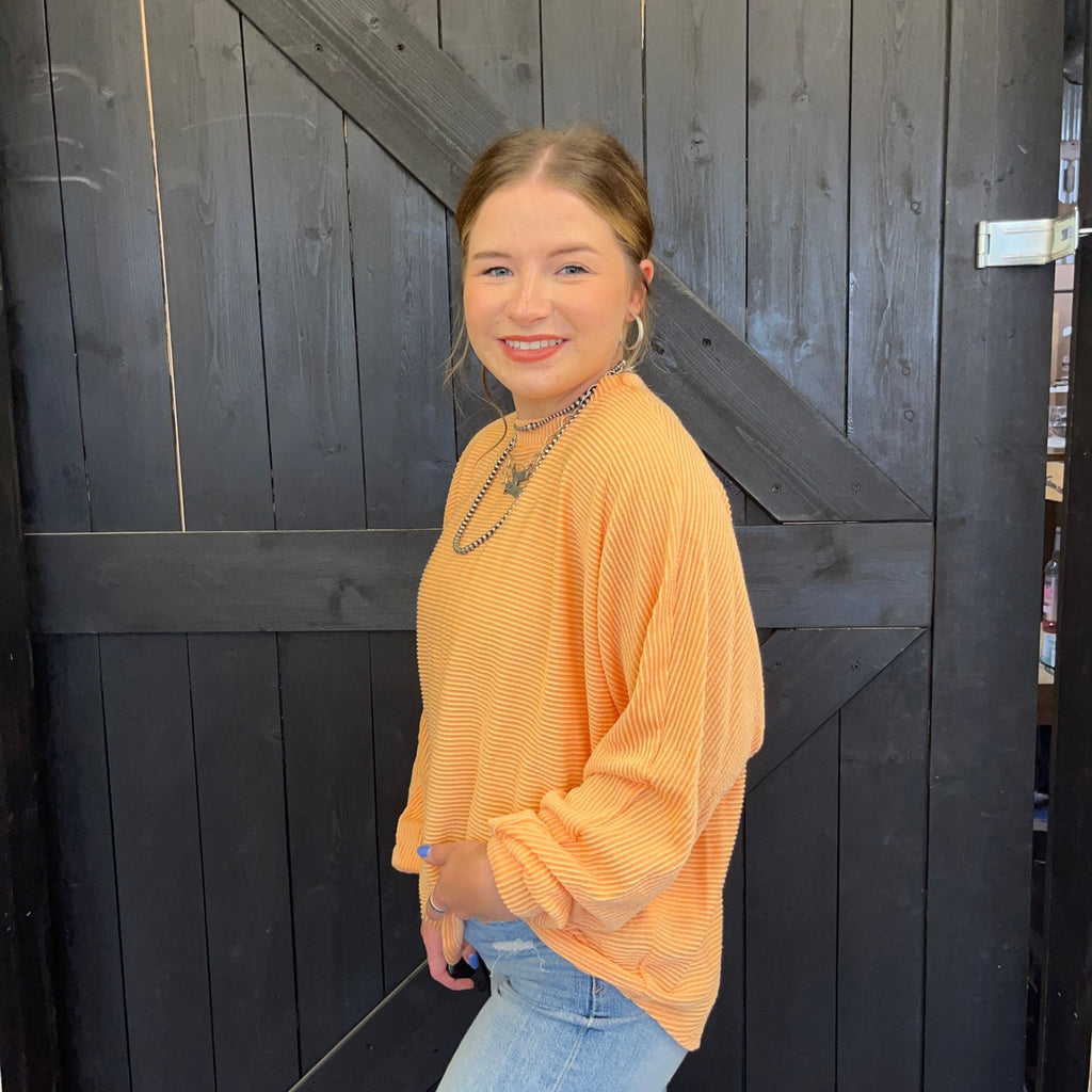 Tangerine Orange Dolman Ribbed Soft Longsleeve Shirt - Country Lace Boutique