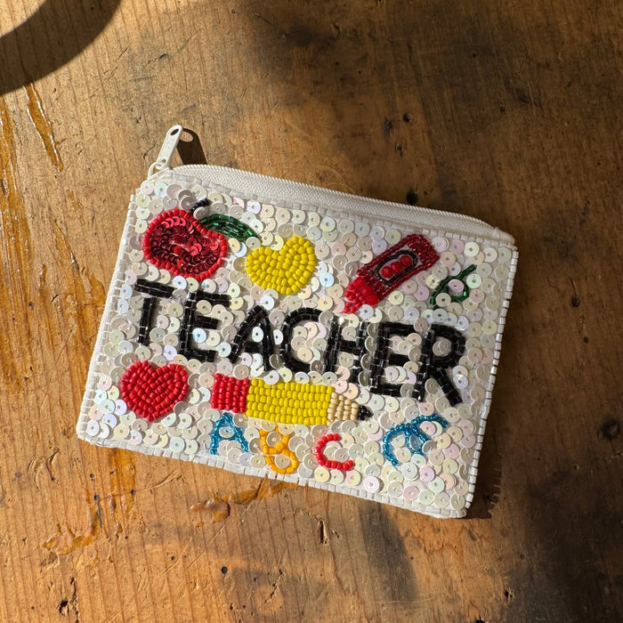 TEACHER Beaded Coin Wallet - Country Lace Boutique