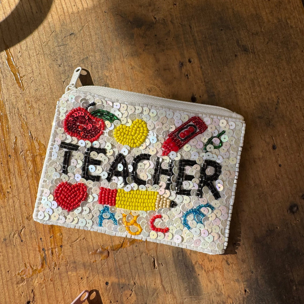 TEACHER Beaded Coin Wallet - Country Lace Boutique