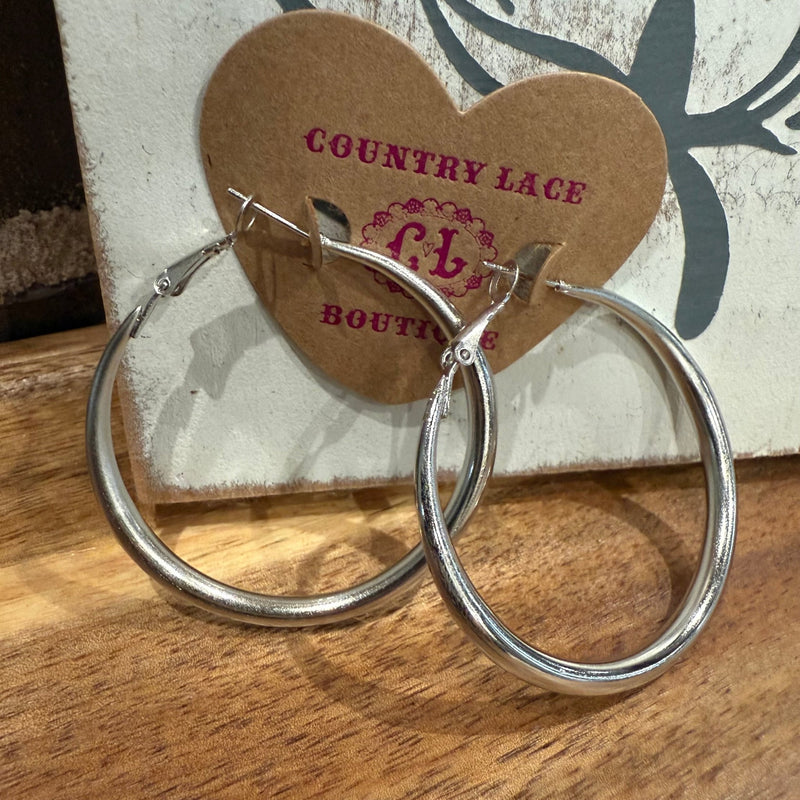 The Perfect Silver Hoop Fashion Earrings - Country Lace Boutique
