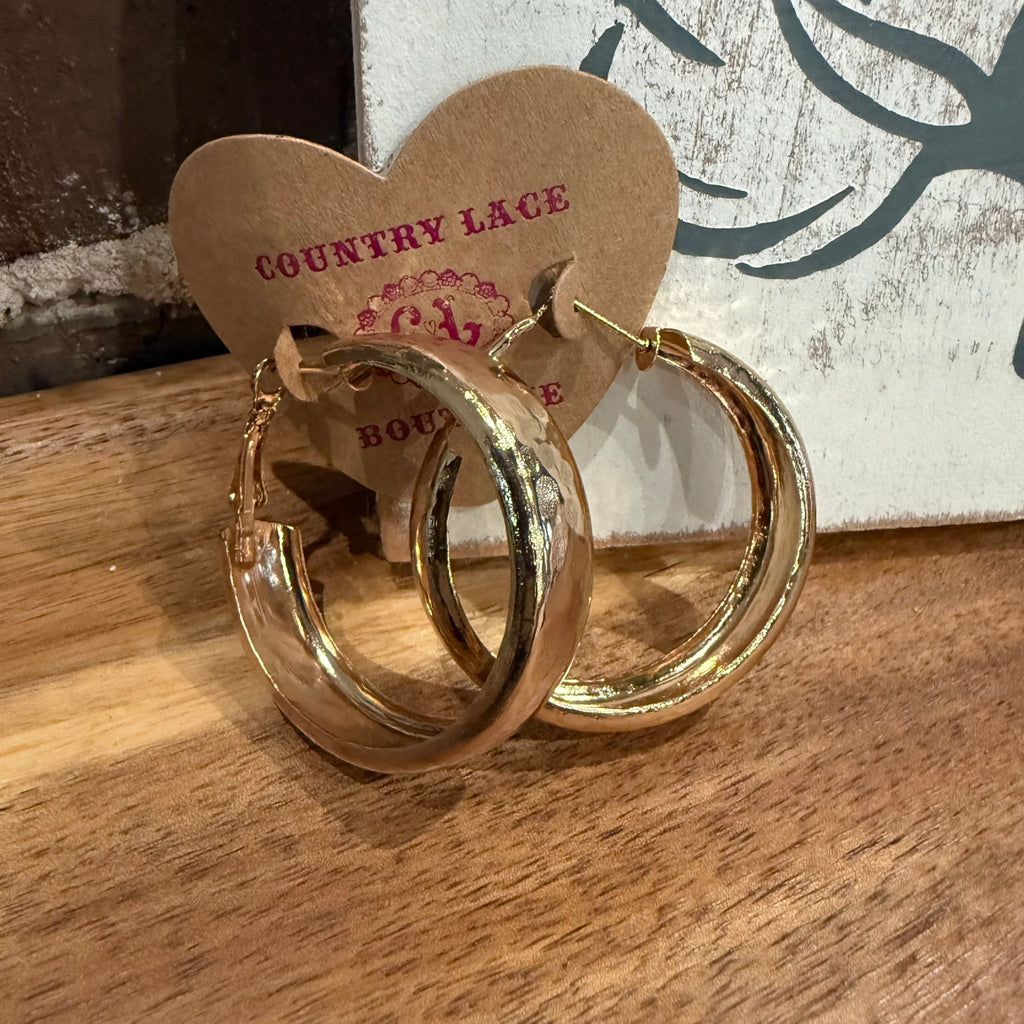 Thick & Chunky Gold Hoop Fashion Earrings - Country Lace Boutique