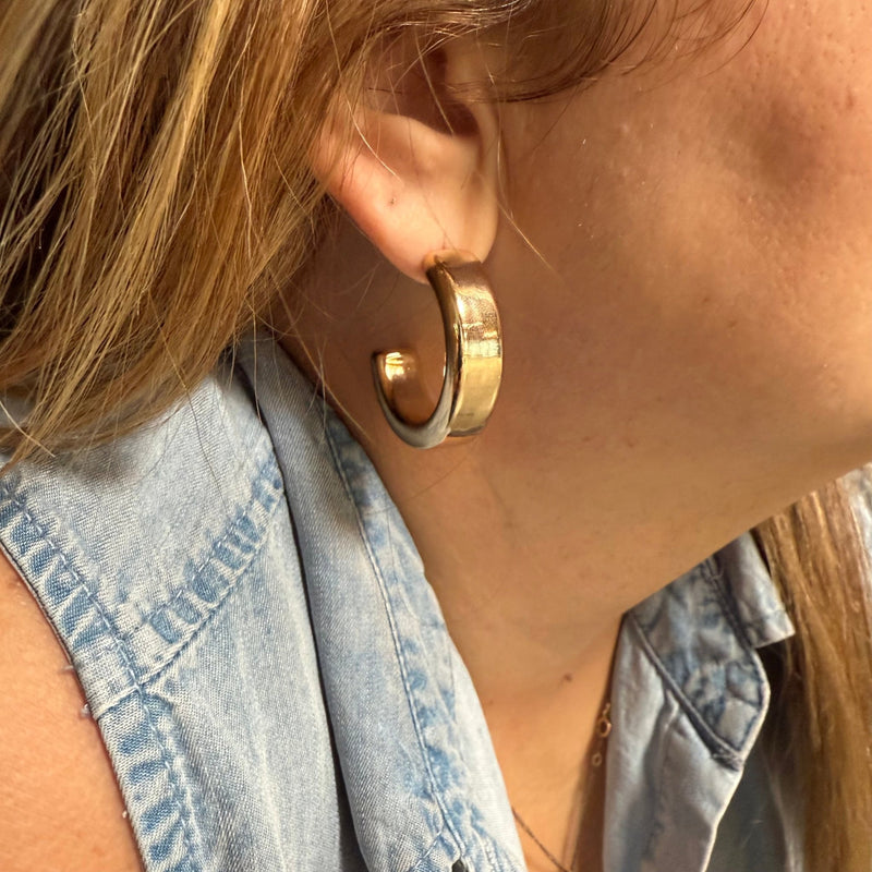 Thick Gold Fashion Hoop Earring - Country Lace Boutique