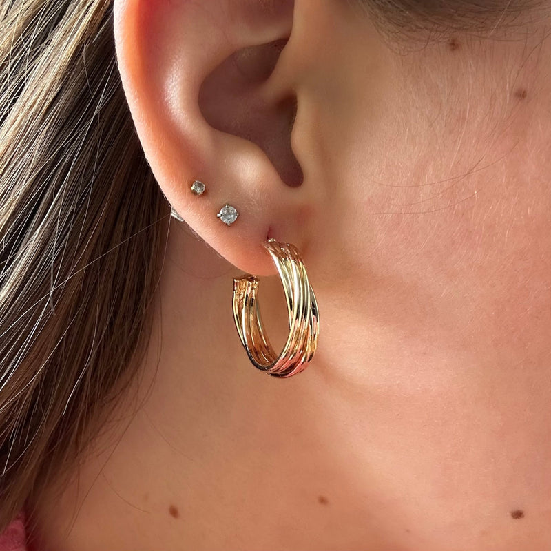 Thin Twisted Gold Hoop Post Fashion Earrings - Country Lace Boutique