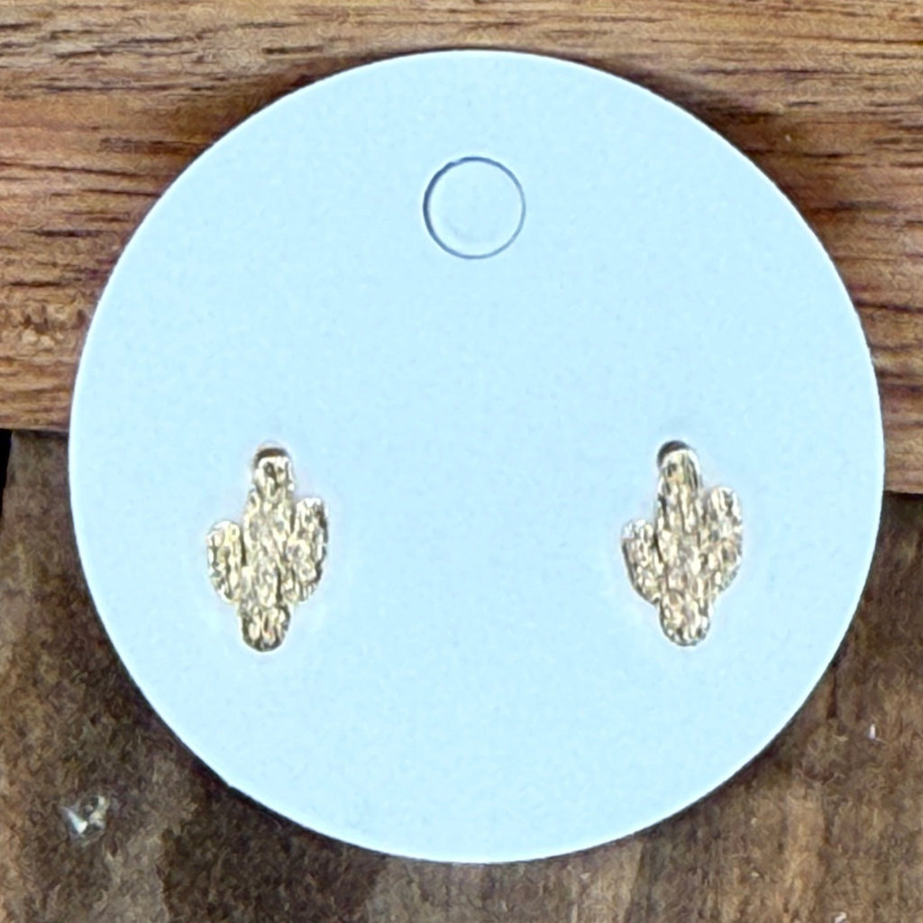 Tiny Basic Gold Cactus Fashion Earring - Country Lace Boutique