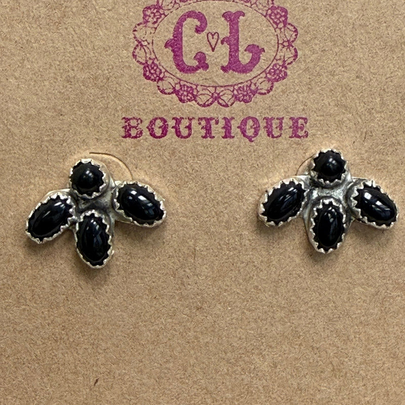 Tiny Black Onyx Stud Sterling Silver Earring - Country Lace Boutique