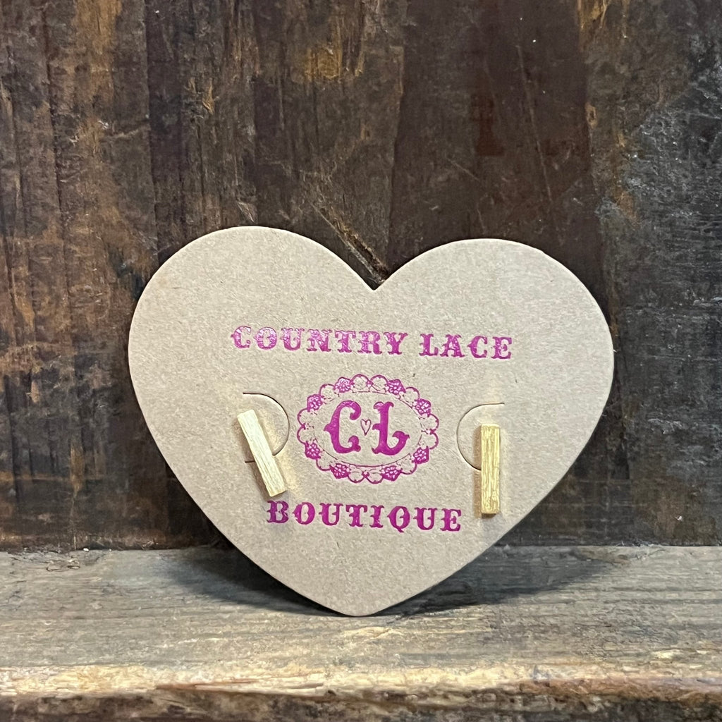 Tiny Gold Bar Post Stud Fashion Earrings - Country Lace Boutique