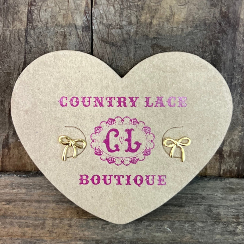 Tiny Gold Bow Post Stud Fashion Earrings - Country Lace Boutique