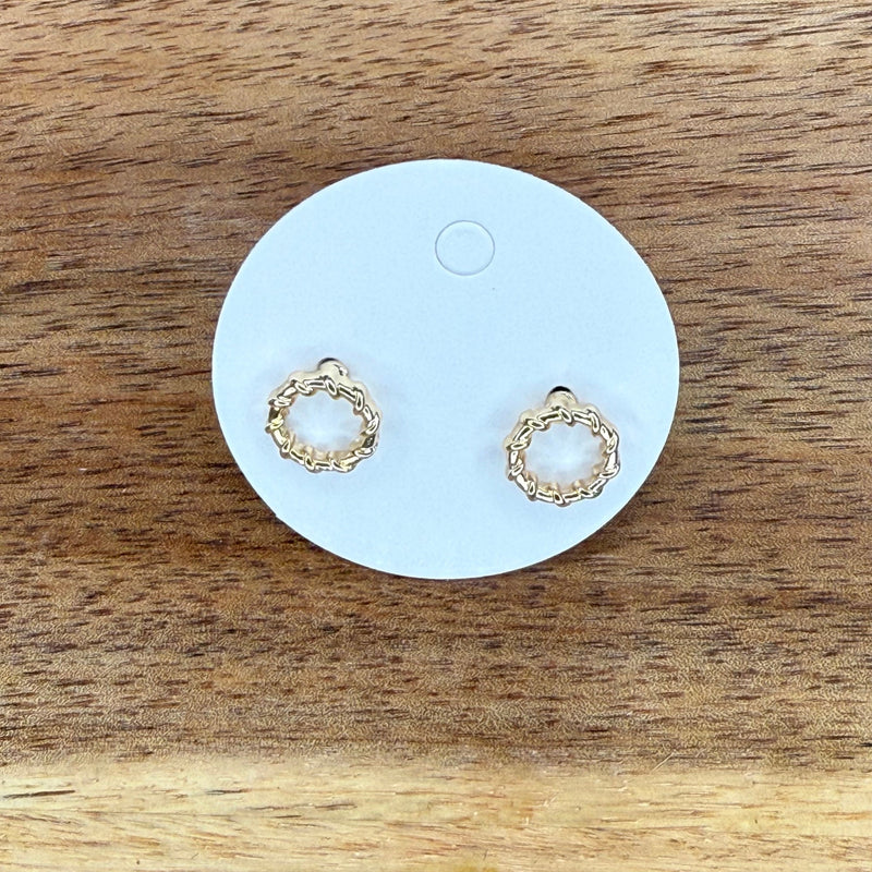 Tiny Gold Wreath Post Stud Fashion Earring - Country Lace Boutique