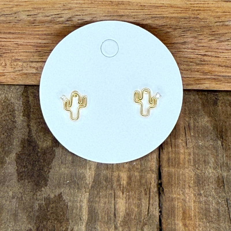 Tiny Tiny Cactus Gold Fashion Earring - Country Lace Boutique