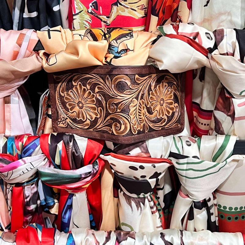 Tooled Bi - fold Leather Wallet - Country Lace Boutique